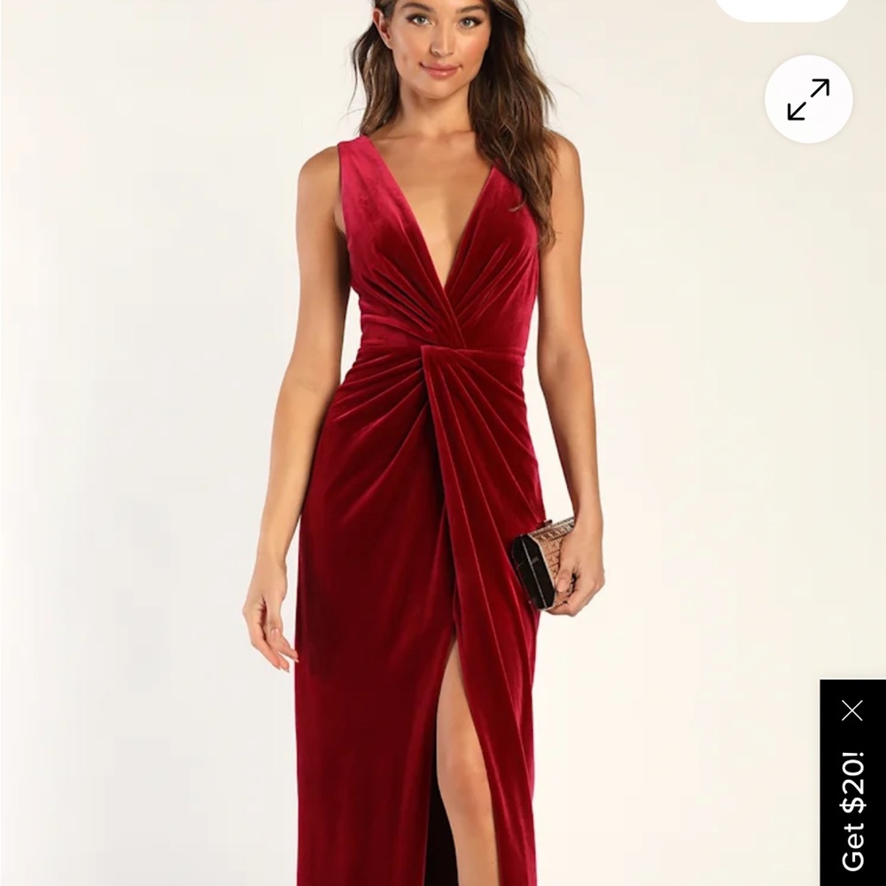 Lulu's Deep Red Velvet Maxi Dress